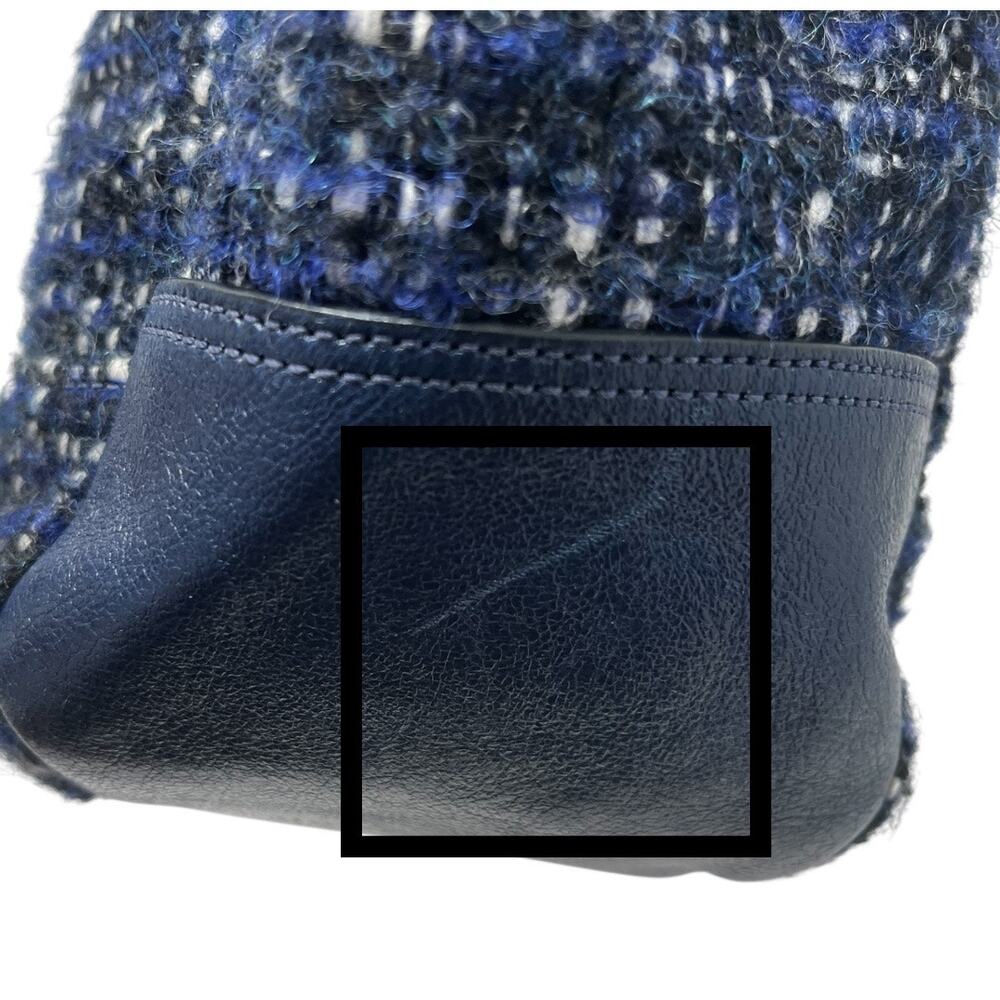 RARE Coach Chelsea Bouclé Mersin Tweed Shoulder Tote Navy Blue Style 17813 $398 - Picture 8 of 12